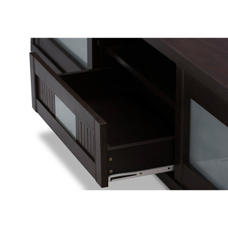 Baxton Studio Gerhardine Wood 70-inch TV Cabinet with 2 Sliding Doors and Drawer 118-6503